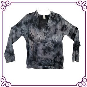 Balance Collection Lightweight Fitted Gray Tie Dye Sleeve Tie Dye Hoodie SMALL